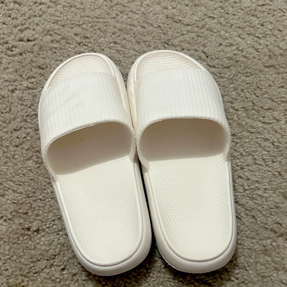 White Slide Sandals